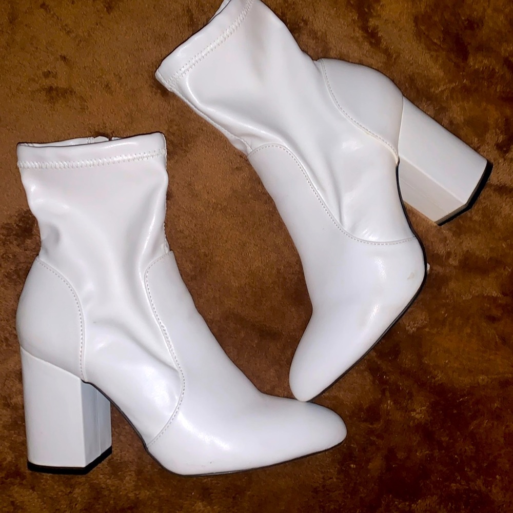 White ankle booties